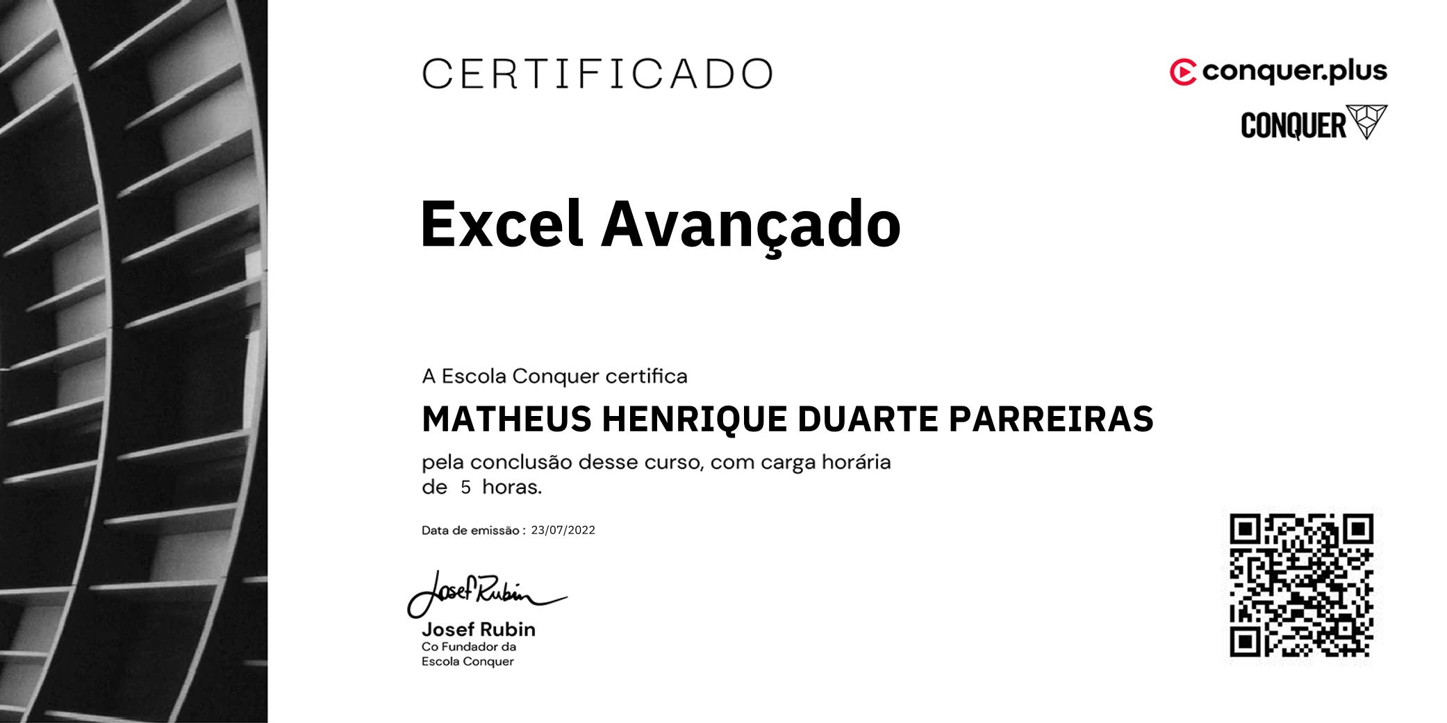 Certificado de Excel Avançado